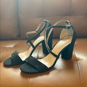 Kelly & Katie Black Strappy Block Heels